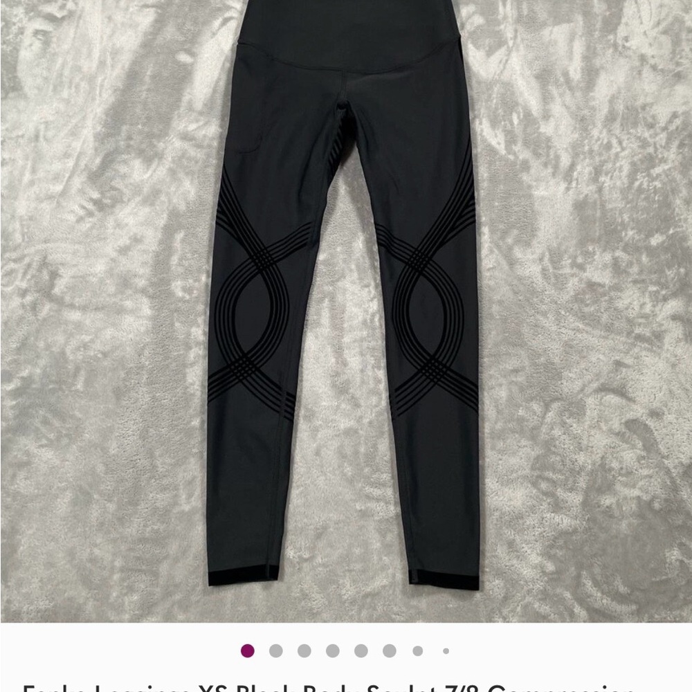 Fanka Leggings XS Black Body Sculpt 7/8 Compression Smoothing Running Workout.